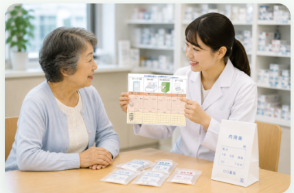薬剤師に服薬管理を相談するイメージ