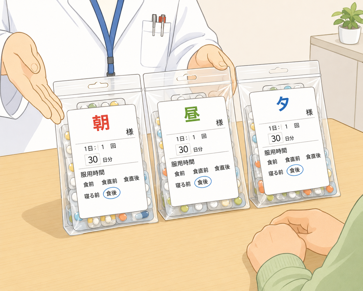 薬を持って自宅へ帰るイメージ