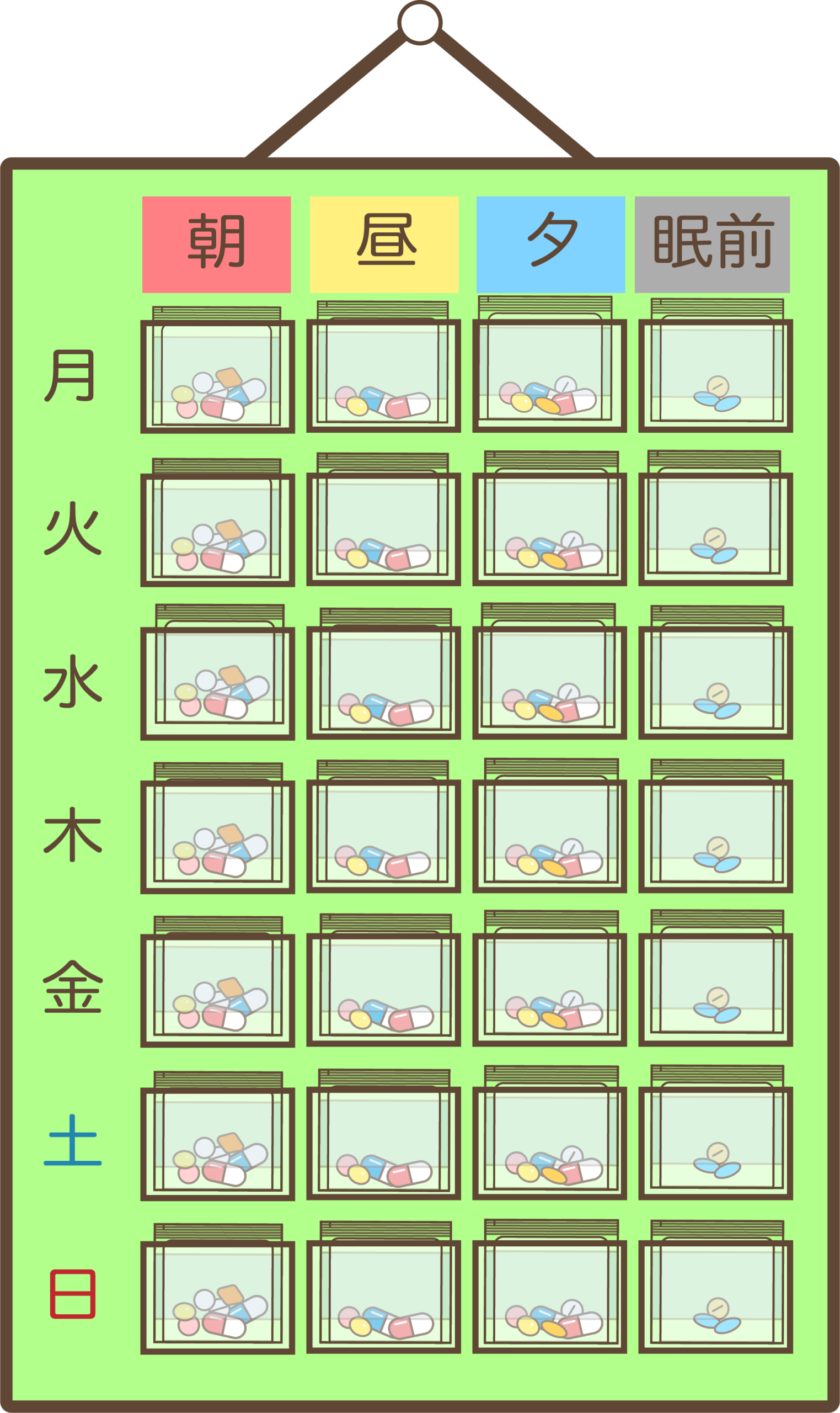 毎日の薬を手に取り服用する様子