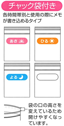 チャック袋付きのお薬カレンダー